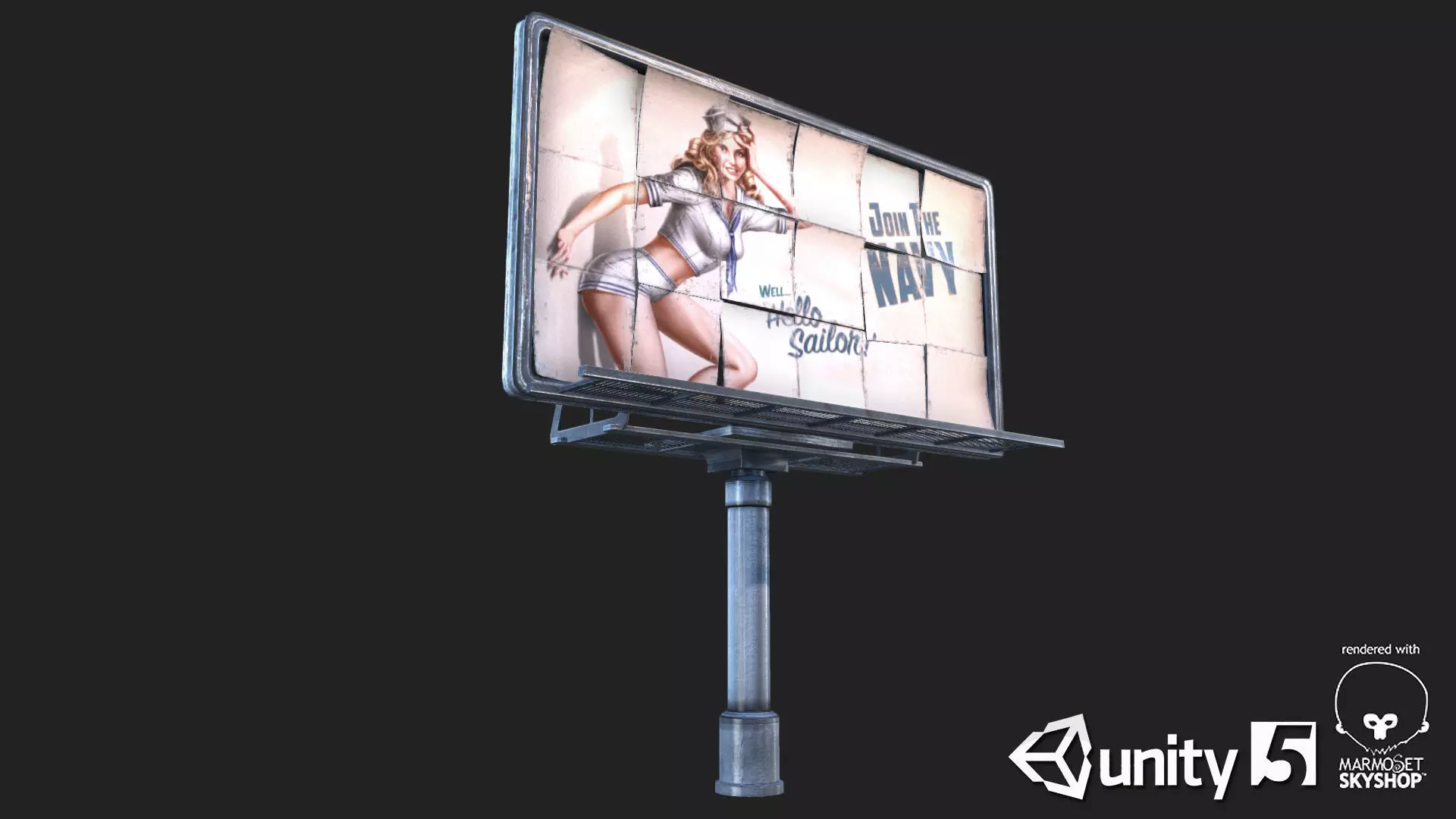 Big Steel Billboards Low-poly 3D model_0