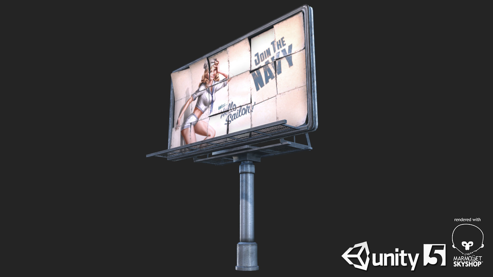 Big Steel Billboards Low-poly 3D model_1