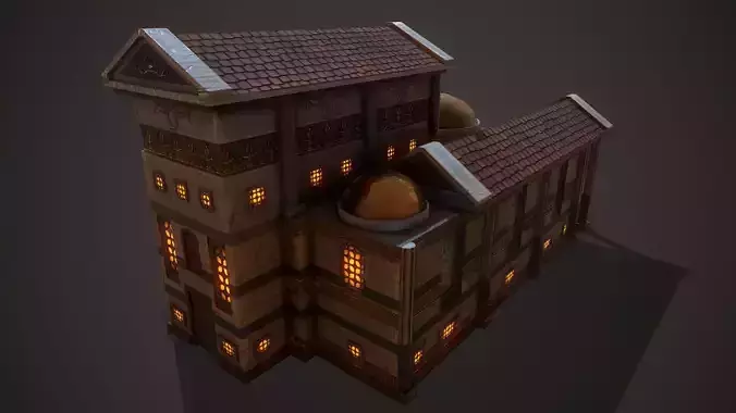 Roman Temple Low-poly 3D model 3