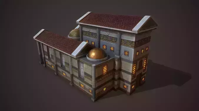 Roman Temple Low-poly 3D model 4