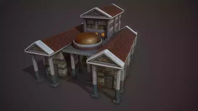 Roman Temple Low-poly 3D model 5