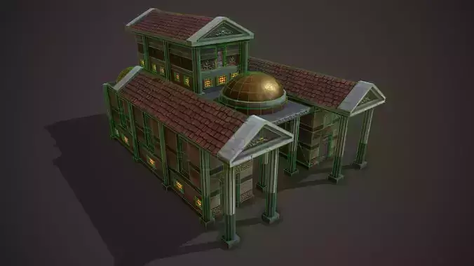 Roman Temple Low-poly 3D model 2