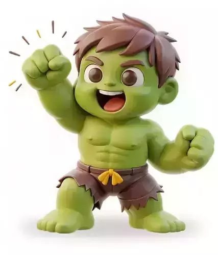 Little Green Fighter - Stylized Cartoon Hero 3D Model