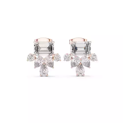 Diamond Studs Earrings 3dm stl renders animation videos details 