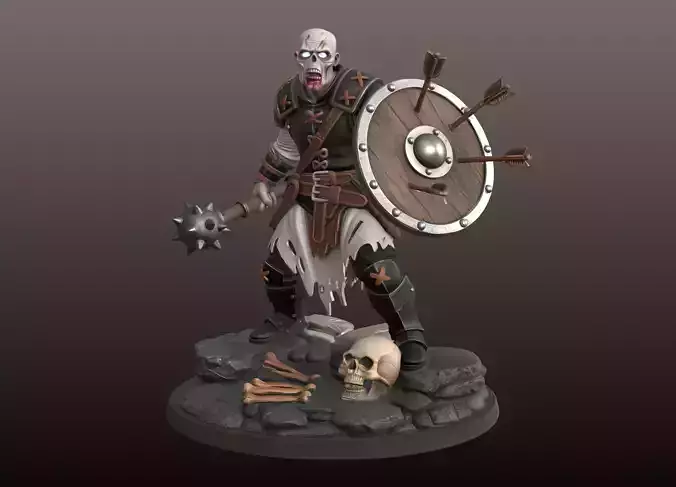 Skeleton Warrior STL Detailed Undead Fighter 3D Model