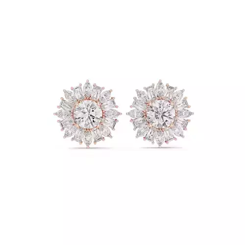 Diamond Studs Earrings 3dm stl renders animation videos details 
