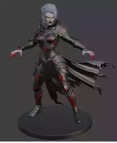 Gothic Victorian Vampiress Statue Figurine for 3D Printing