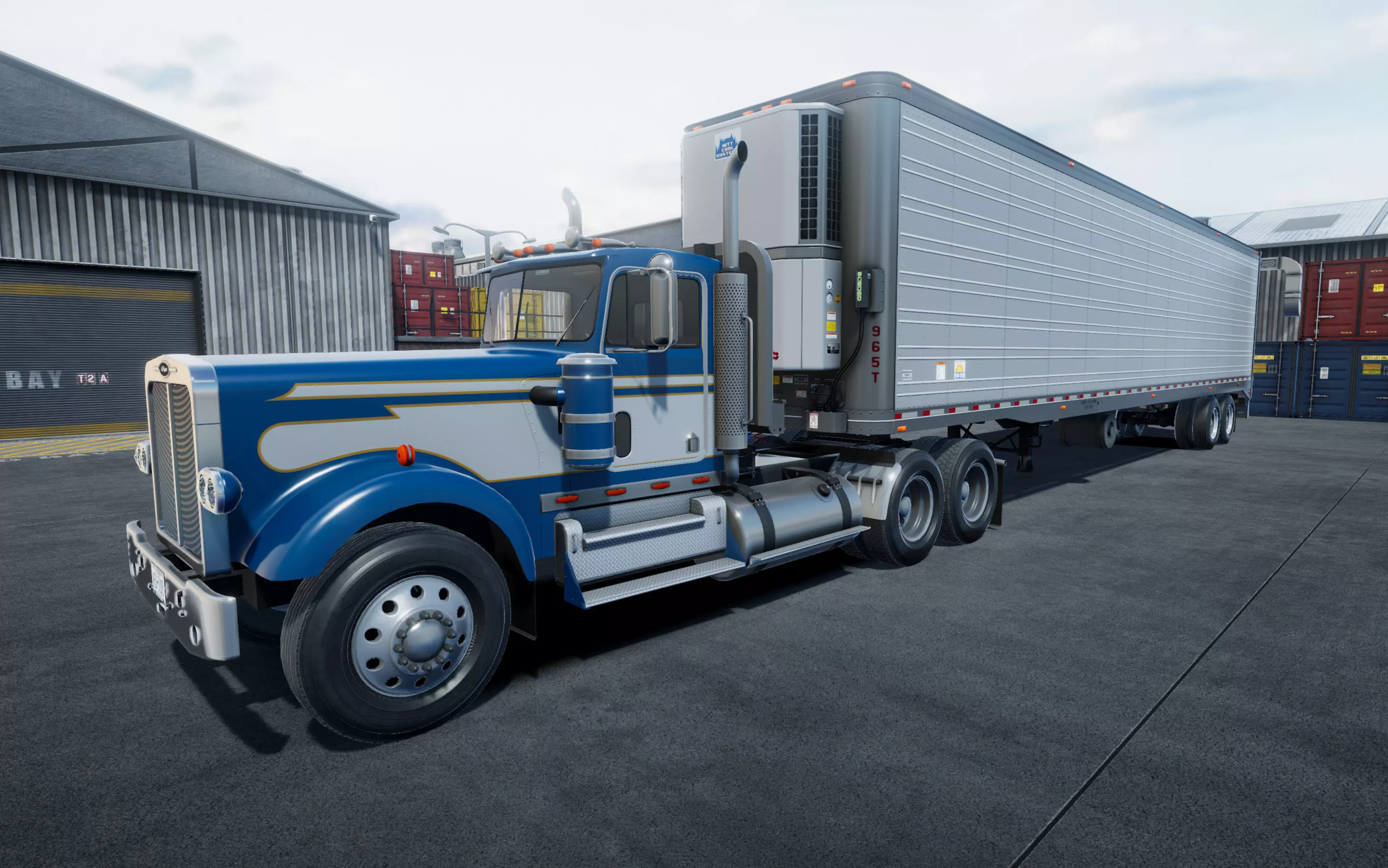 Truck with van trailer unity asset Low-poly 3D model
