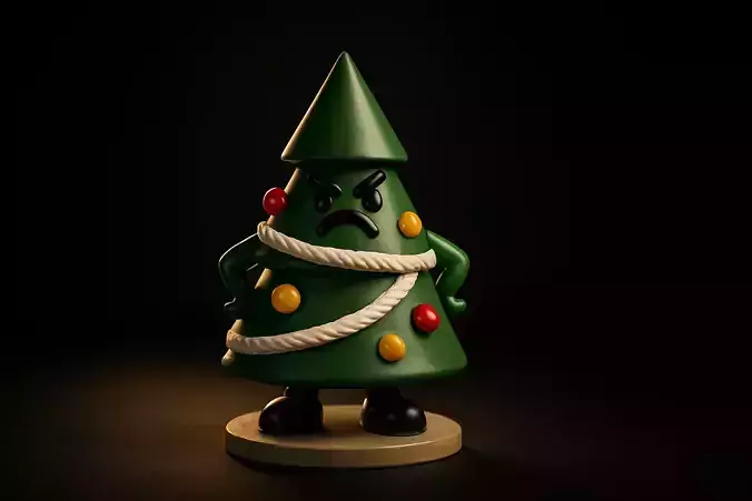 Grumpy Christmas Tree Figurine Angry Xmas Tree Ornament