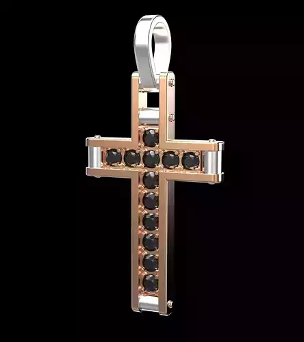 White and Red Gold Cross Pendant