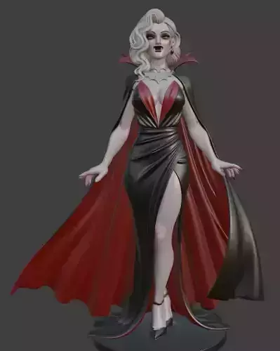 Gothic Victorian Vampiress Statue Figurine for 3D Printing