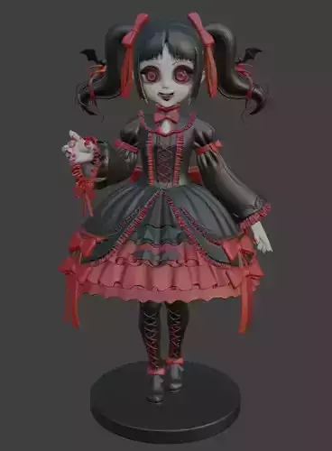 Vampire Girl Figurine for 3D Printing