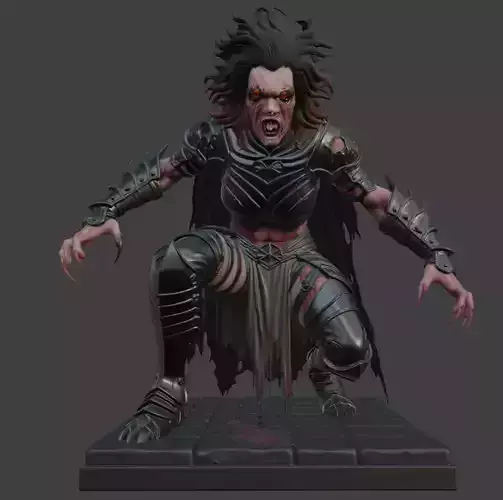 Vampire Woman Statue Figurine for 3D Printing