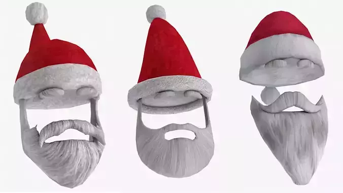 Santa Beard and Hat 3D Pack
