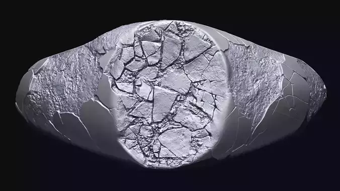 Rock cracking lux ring stone gold jewelry printable 3d model