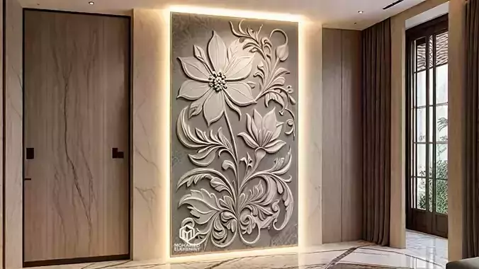 modern panel wall decor set relief stl mural CNC 281