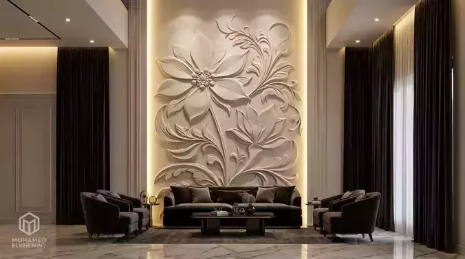 modern panel wall decor set relief stl mural CNC 281