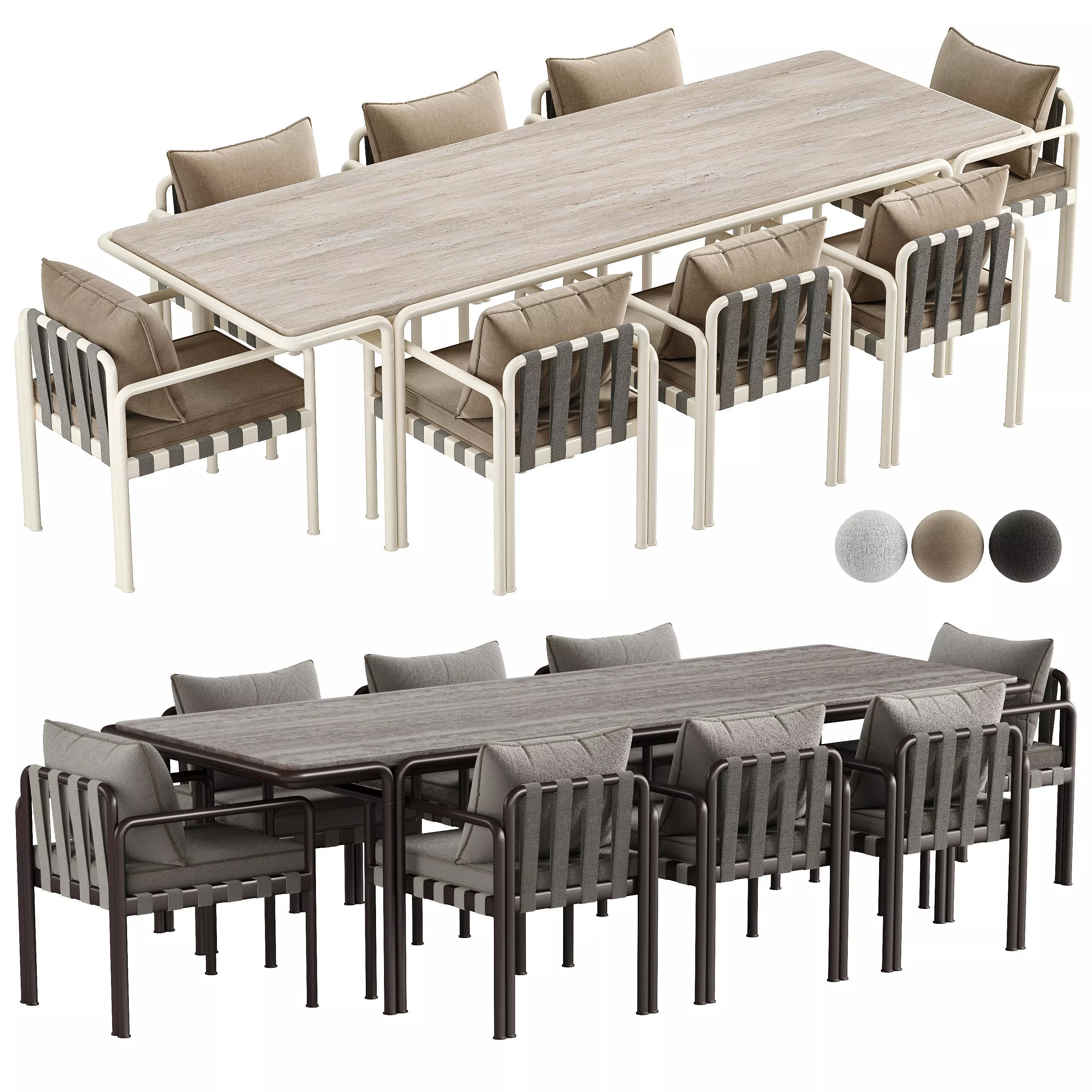 Parker Dining Chair and Table-Fourhands 3D model
