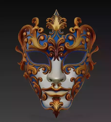 Venetian Elegance Mask - Ornamental Baroque Face Sculpture Model