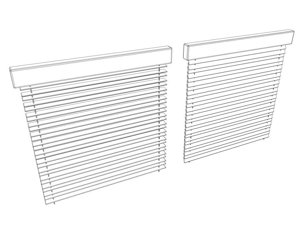 Window blind model open and close Low-poly 3D model_1