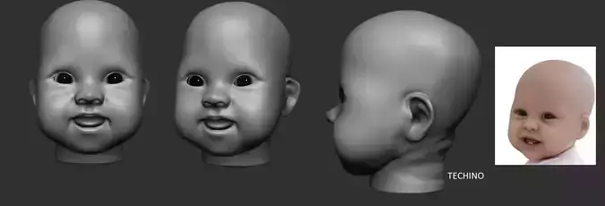 Realistic baby head 3d Print
