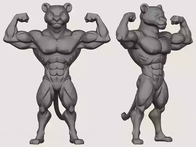 Muscular Bodybuilder Jaguar Character