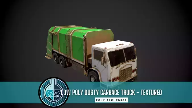 Low Poly Dusty Garbage Truck - Textured 