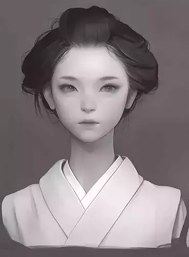 Original woman facial head sculpture details character design