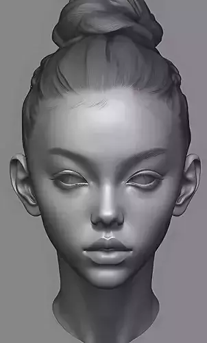 Original woman facial head sculpture details character design