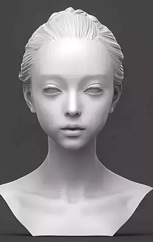 Original woman facial head sculpture details character design