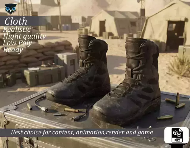 Worn Black Tactical Combat Boots