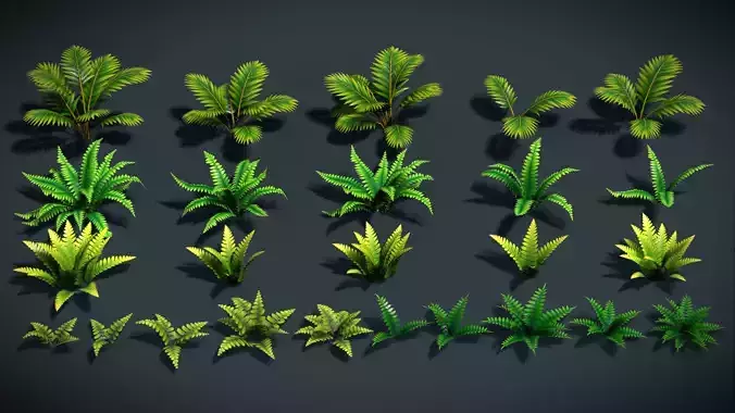 Sylora Bloomscape Stylized Tropical Ferns Shrubs Pack Vol 3