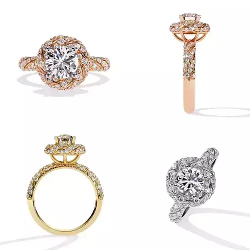 Braided Halo Diamond Ring CAD Model 3DM STL