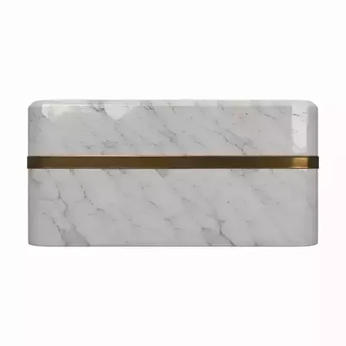 3D Marble Banking Counter Brass Trim Integrated Slot