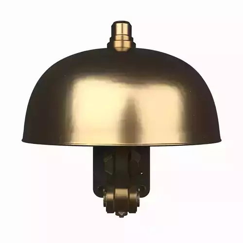 Intricate 3D Render of Brass Alarm Bell Wall Mount and Terminals