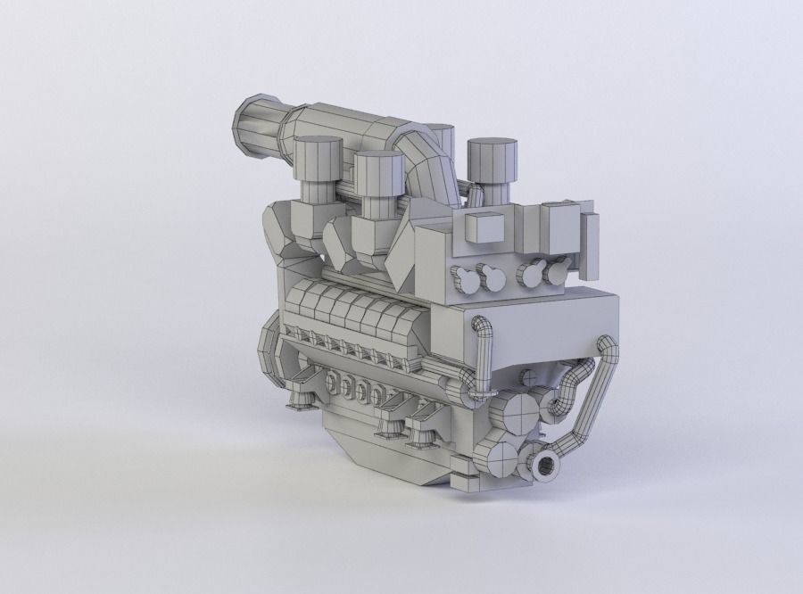 DIESEL ENGINE 3D MODEL Low-poly 3D model_5