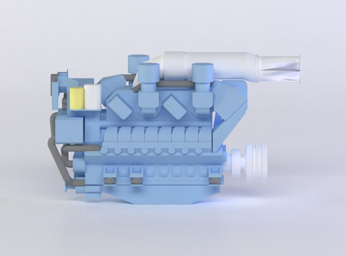 DIESEL ENGINE 3D MODEL Low-poly 3D model