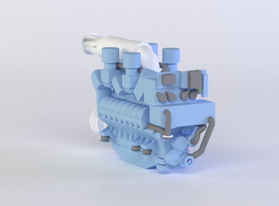 DIESEL ENGINE 3D MODEL Low-poly 3D model_2