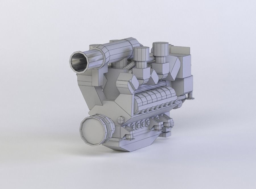 DIESEL ENGINE 3D MODEL Low-poly 3D model_4