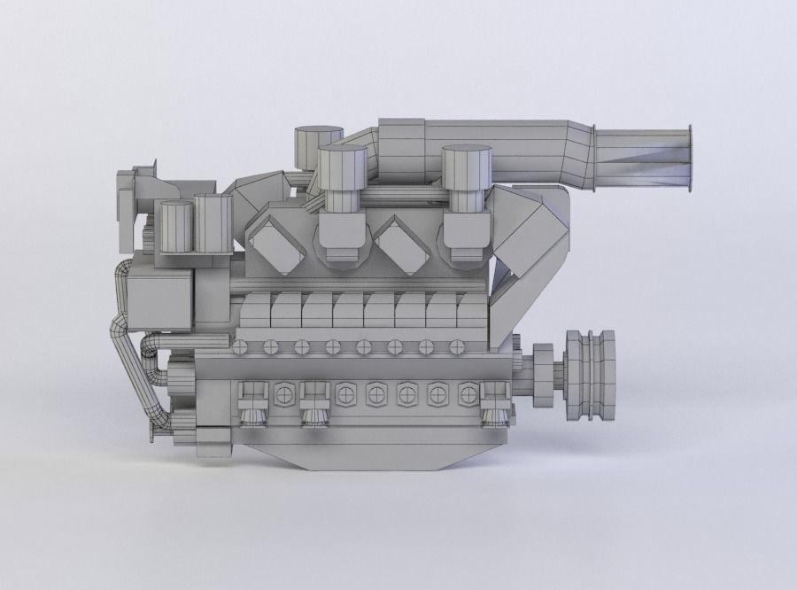 DIESEL ENGINE 3D MODEL Low-poly 3D model_3