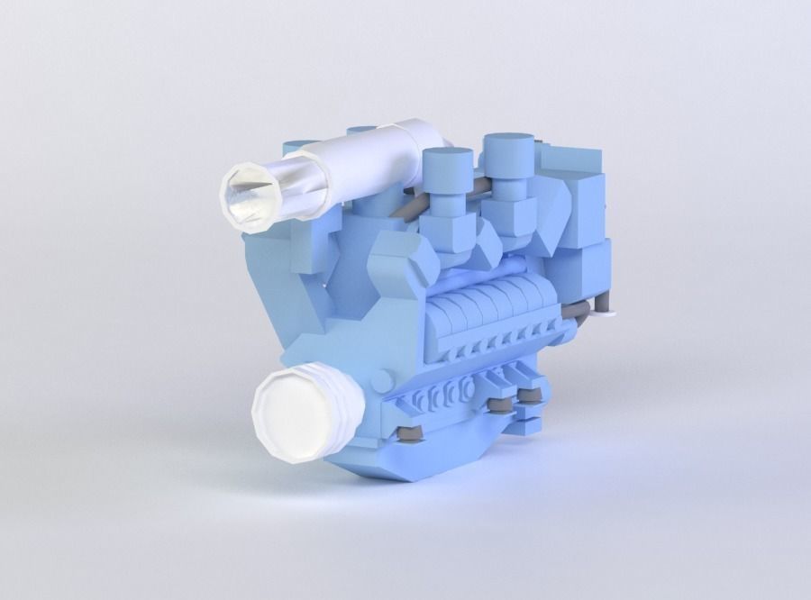DIESEL ENGINE 3D MODEL Low-poly 3D model_1