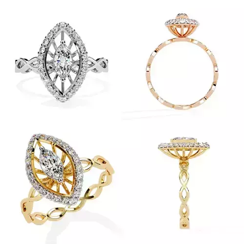 Marquise Halo Infinity Shank Ring STL 3DM CAD