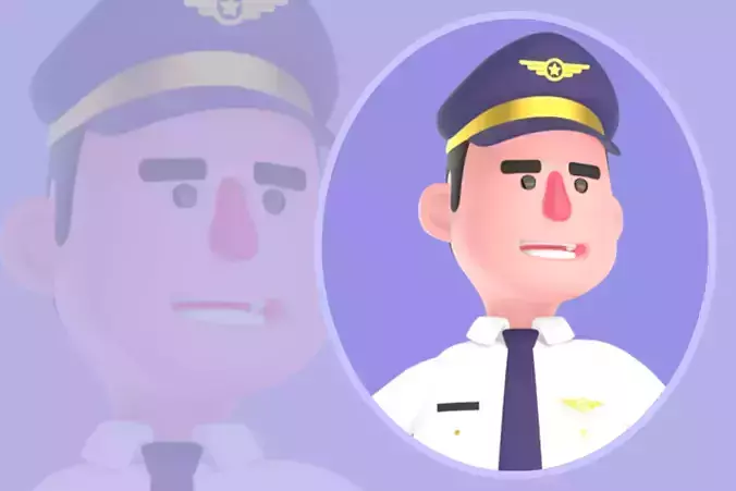 Stylized 3D Male Pilot Character - Cartoon Pilot Explaining Pose