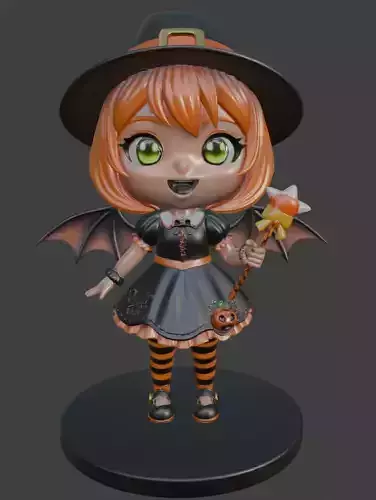 Halloween Witch Girl with Bat Wings