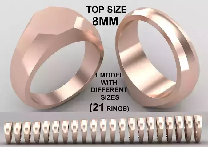 octagonal Signet Ring Base 8MM top in All sizes 231-MWC