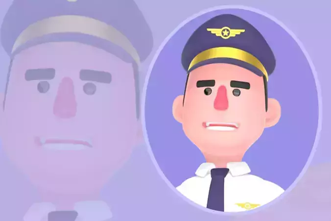 Stylized 3D Male Pilot Character - Pilot Giving Instructions