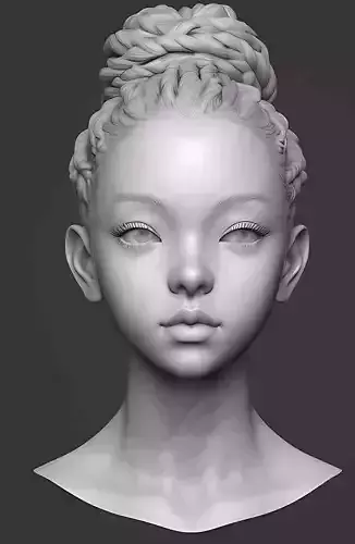 Original woman facial head sculpture details character design