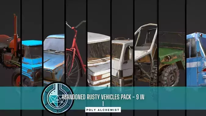 Abandoned Rusty Vehicles Pack 9 In 1