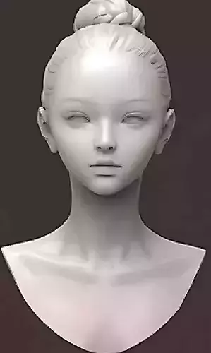 Original woman facial head sculpture details character design