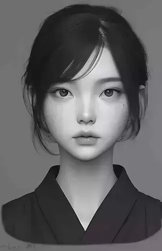 Original woman facial head sculpture details character design